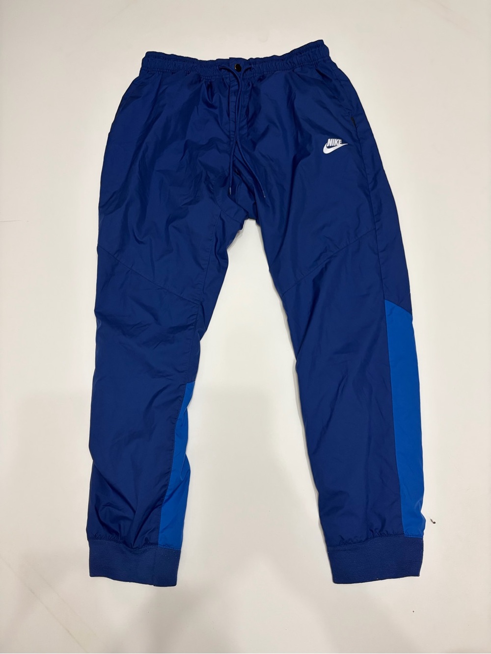Nike Vintage Rare Windrunner Nylon Soccer Pants Trackies Glanz Two Tone Blue L